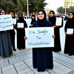 Citizen Voices in the Arab World**

"A diverse group of fully clothed people participating in a peaceful demonstration in a modern city square in the Middle East. Some are holding signs with positive messages. The atmosphere is hopeful yet determined. Appropriate attire, safe for work, perfect anatomy, correct proportions, natural pose, professional photography, high quality, modest, family-friendly."

**