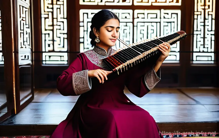 아랍어권에서의 전통 음악 - **Prompt 1: The Soulful Oud Performance**
    "A captivating close-up portrait of a male oud player,...